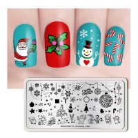 Nail Art Stamping Plate Rectangle Nail Stamp Image Plate Christmas Series L004
