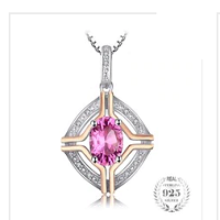Classical 1.5ct Natural Pink Topaz Pendants For Woman Pure 925 Sterling Silver.